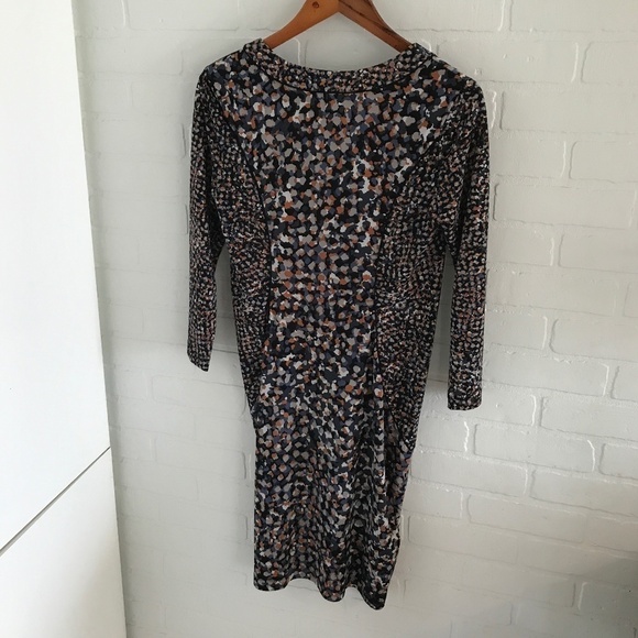 REVOLVE x BCBGMaxAzria Midi Dress Retro mod mobwife longsleeve Ruched S - Picture 10 of 10